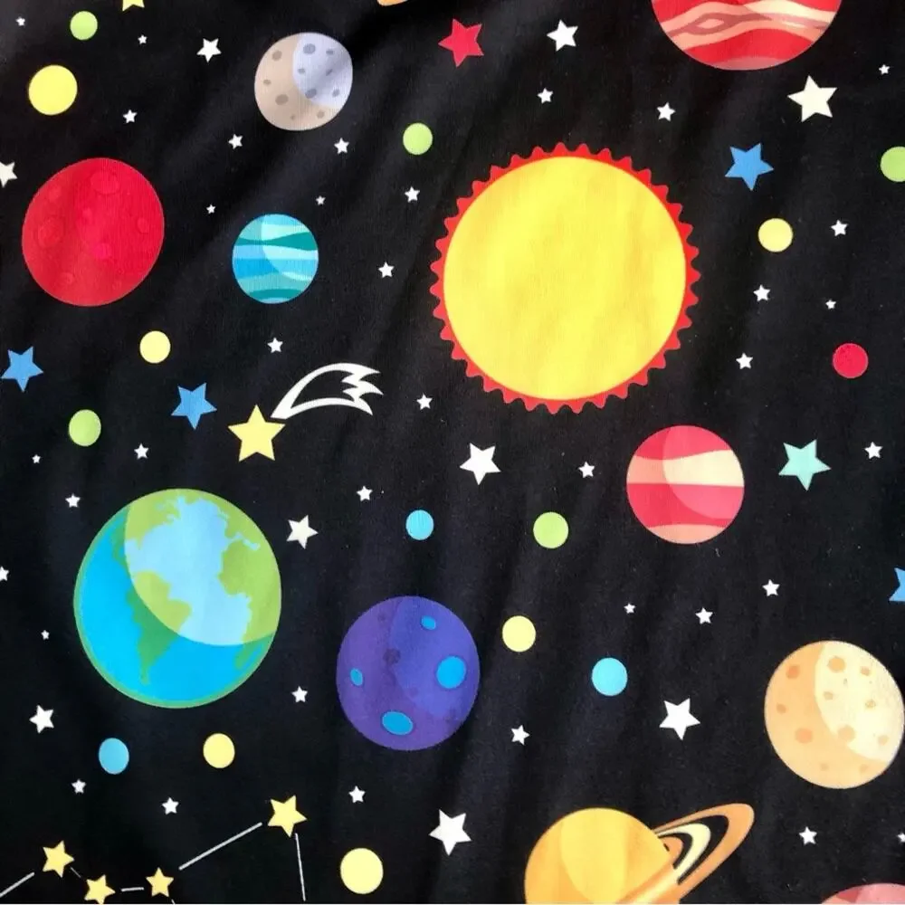 Funnycokid Planets Astronomy Print A-Line Skater Black Dress Girl’s Size XL
